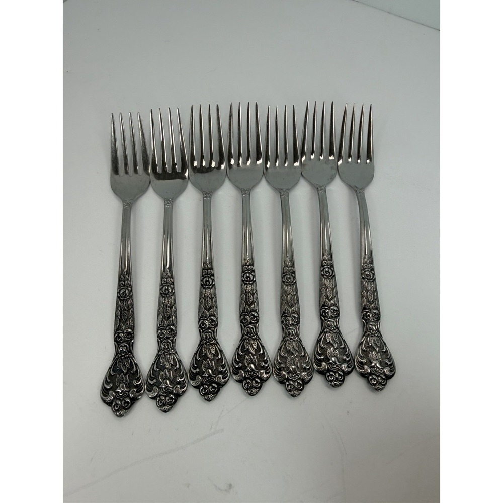 MSI Merchandise Service Versailles Pattern Stainless Steel Salad Forks Set Of 7